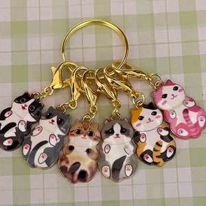 stitch marker SET of 6 cats kittens markers crochet knitting counter counters progress Zipper pulls