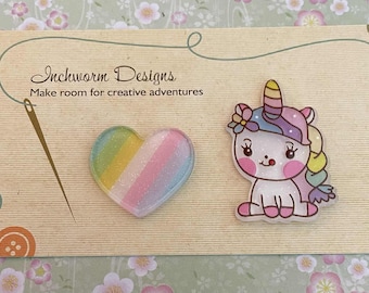 Aguja acrílica Minder Minders cultura pop Punto de cruz Pintura de diamante unicornio y corazón