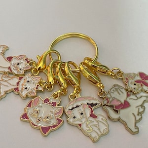 stitch marker SET of 6 cats kittens markers crochet knitting counter counters progress
