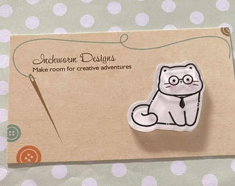 Porta aghi in acrilico Gatto Gattino bianco