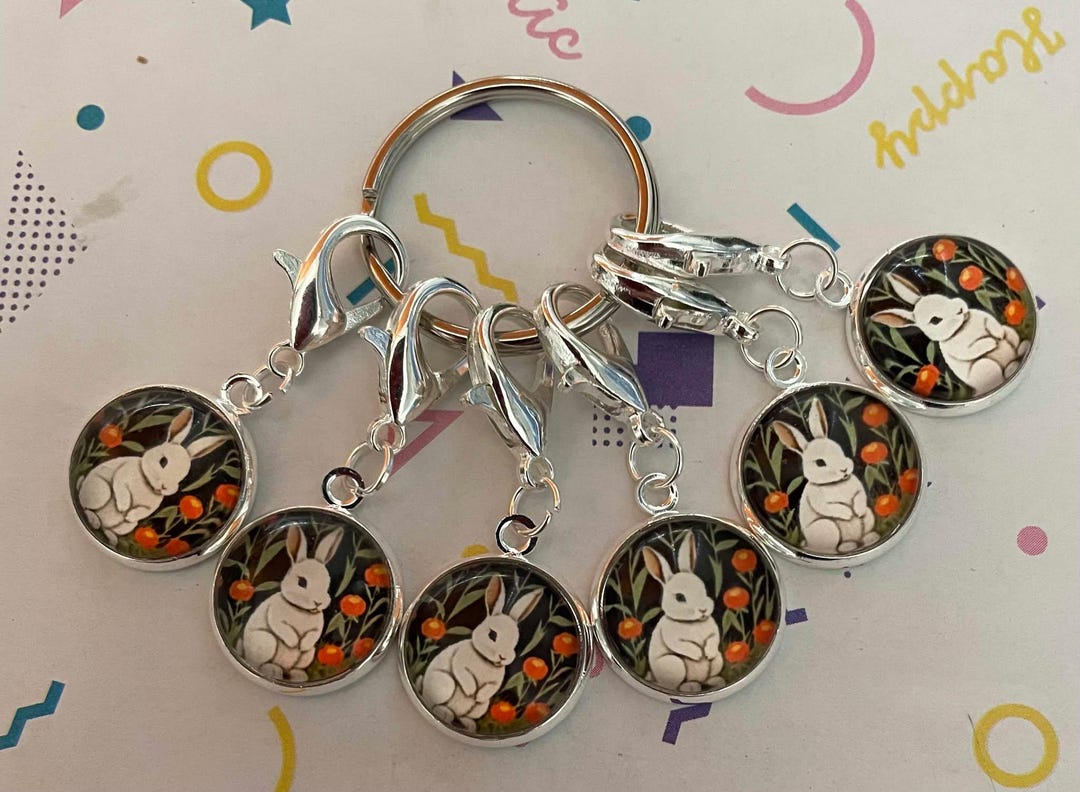 Stitch Marker SET of 6 Rabbit Easter Markers Crochet Knitting Counter ...