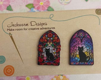 Cuidadores de agujas acrílicas, cultura pop, punto de cruz, pintura de diamantes, gatos de vidrieras PEQUEÑOS