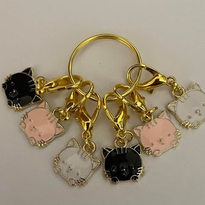 stitch marker SET of 6 little cats kittens markers crochet knitting counter counters progress