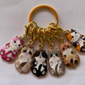 stitch marker SET of 6 cats kittens markers crochet knitting counter counters progress Zipper pulls