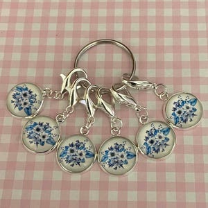 maskmarkörer SET med 6 fina blommor blå markörer virkning stickräknare räknare framsteg blixtlåsdragare