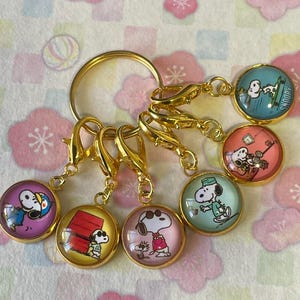 Marcador de puntos SET de 6 marcadores de perro contador de crochet contadores de progreso Tiradores de cremallera beagle 14 mm