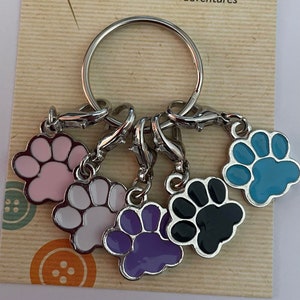 Lot de 5 marqueurs de point PAW Pawprints chien chat comptoir de tricot au crochet Tirettes de fermeture éclair