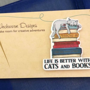 Bookmark Cat Cross Stitch Pattern, Reader Library, Classic Book Cross Stitch,  Сute Cats, Bookmark Animals, Bibliophile Reading Room 206 