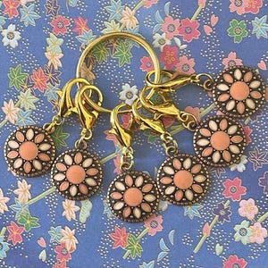 maskmarkör SET med 6 markörer virkad stickräknare Dragkedja boho mandala söt rosa
