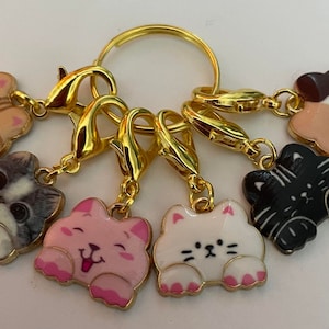 stitch marker SET of cats kittens markers crochet knitting counter counters progress Zipper pulls