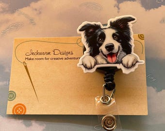 acrylic ID Badge holder Vet Nurse Reel pop culture dog breed border collie Cruise Office