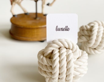 Monkey fist knots, Wedding knot, place card holder, Nautical decor, Beach decor, Summer decor,  Decorative rope balls