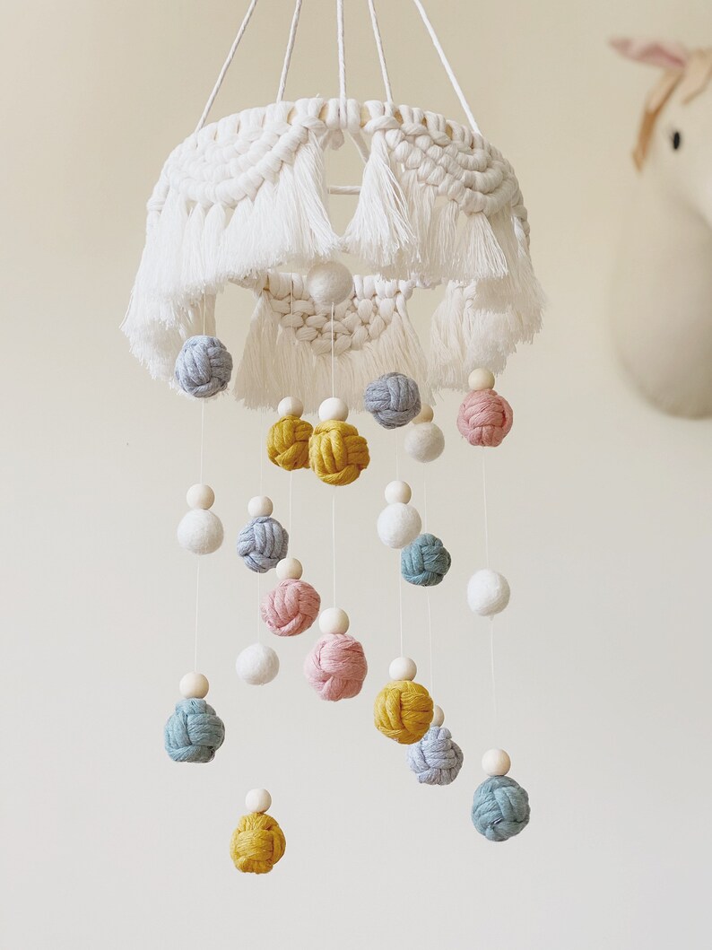 Sweet baby Mobile Macrame handwoven mobile Nursery mobile Etsy