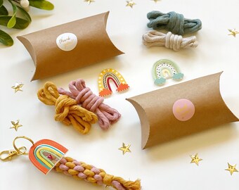 Rainbow Macrame Keychain Kit: Kids Party Craft Favor (PDF Pattern)