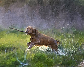 Dog portrait from photo. Cat portrait from photo. Pet watercolor portrait. Digital painting canvas print ready to hang.