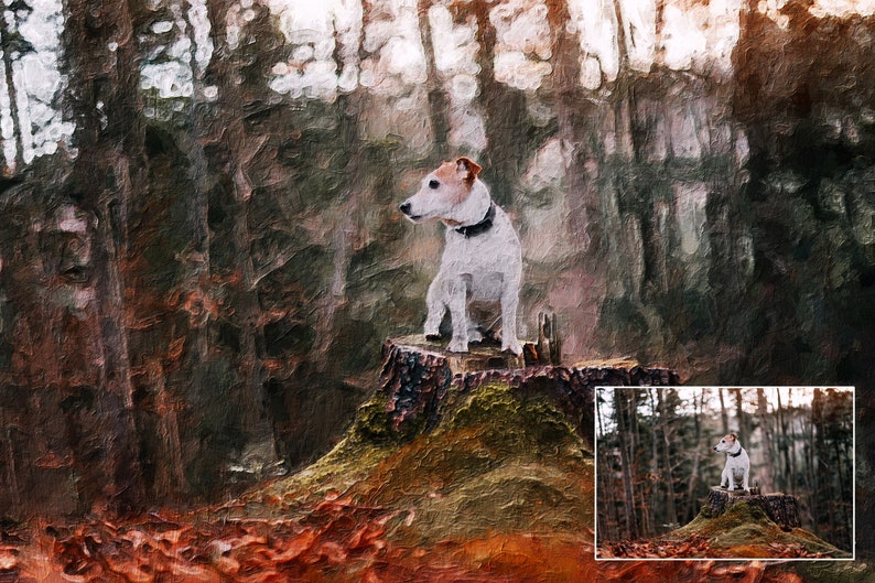 Custom dog memorial portrait, Unique painting from photo remembrance sympathy gift, Digital Painting Canvas Print Ready to Hang 画像 8