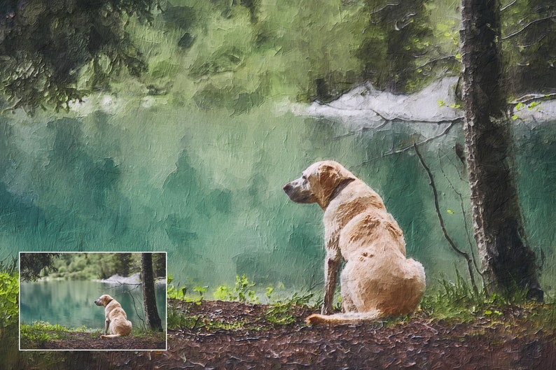 Pet portrait from photo. A custom digital oil painting of your pet. Pet gift and memorial gifts. Canvas print ready to hang.