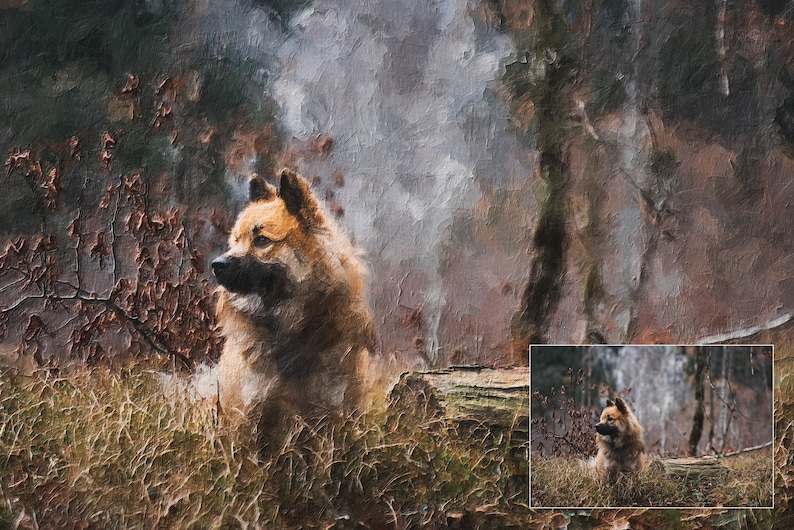Pet portrait memorial painting.