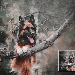 Pet portrait from photo. A custom digital oil painting of your pet. Pet gift and memorial gifts. Canvas print ready to hang.