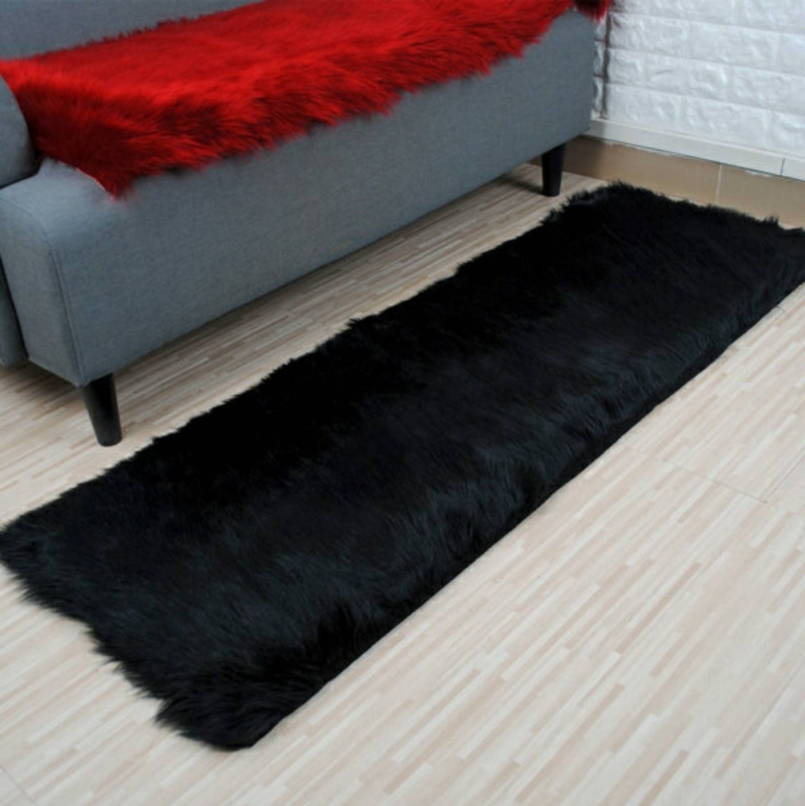 Faux Fur Runners Table Rug Luxury Faux Fur Fluffy Etsy