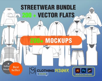 Streetwear Vector Mockup Pack Streetwear Mockup Template Pack Bundle ...