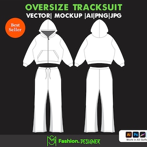 Op de afbeelding: Witte oversized trainingspak met een cropped hoodie en lange broek. De hoodie heeft een trekkoord en een rits. De broek heeft een trekkoord in de tailleband en een wijde pijp.
