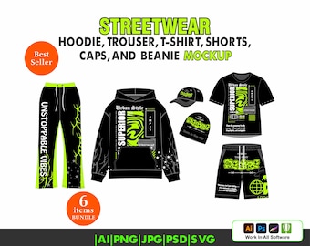 Streetwear Vector Mockups: Fashion Bundle Tech Pack