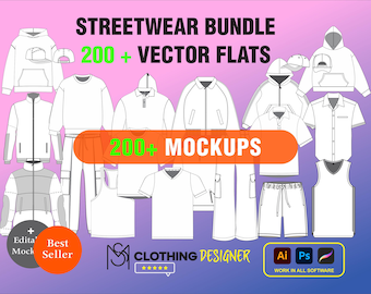 Streetwear Mockup Vector Bundle: 200+ Fashion Design Templates