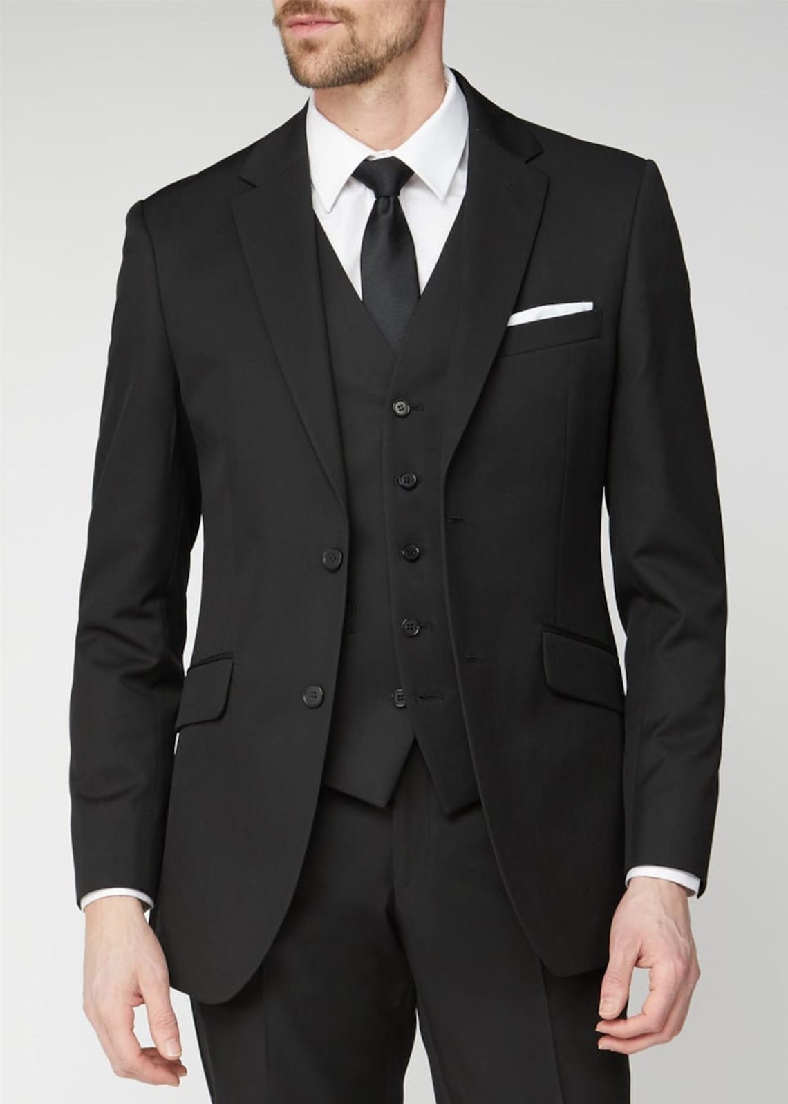 Men Suits Black 3 Piece Slim Fit Formal Fashion Wedding Suit | Etsy