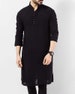 Indian Shirt Black Cotton Kurta tunic Black solid Plus size loose fit Big and tall 