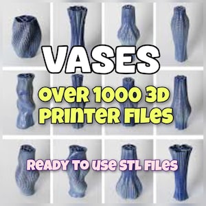 花瓶STLパック – 高品質STLファイル – 1000種類以上のモデル – 商用利用ライセンス付きフォルダ、140種類のデザイン