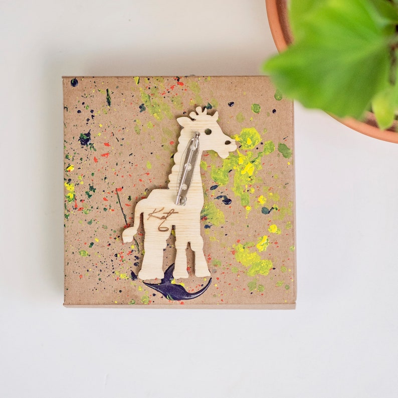 Hand made giraffe brooch jewelry gift for coworker, Trendy nature jewelry brooches for women, Animal jewelry shawl pin, Mens lapel pin image 5