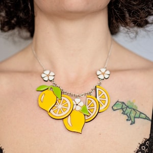 Zomerketting citroenfruit statement, unieke handgemaakte ketting, zomer cottagecore sieraden, bruidsmeisje sieraden cadeau, handgemaakte sieraden