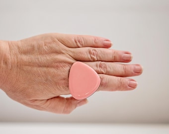 Pink Chunky Adjustable Ring, Handmade Statement Jewelry