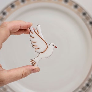 White dove of peace brooch pin, Stand with Ukraine, All proceeds going to Red Cross for support ukrainian refugees, Donation for Ukraine