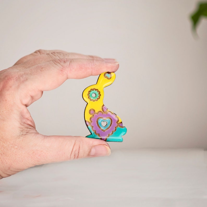 Handcrafted funky bunny brooch pin, Unique lapel and collar pins men, Cute pins nature jewelry, teenage girl easter gift, brooches for women