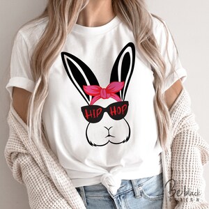 Hip Hop Bunny met Bandana Zonnebril Svg, Cool Bunny Easter Svg, Paasdag Svg Cutting File voor Cricut