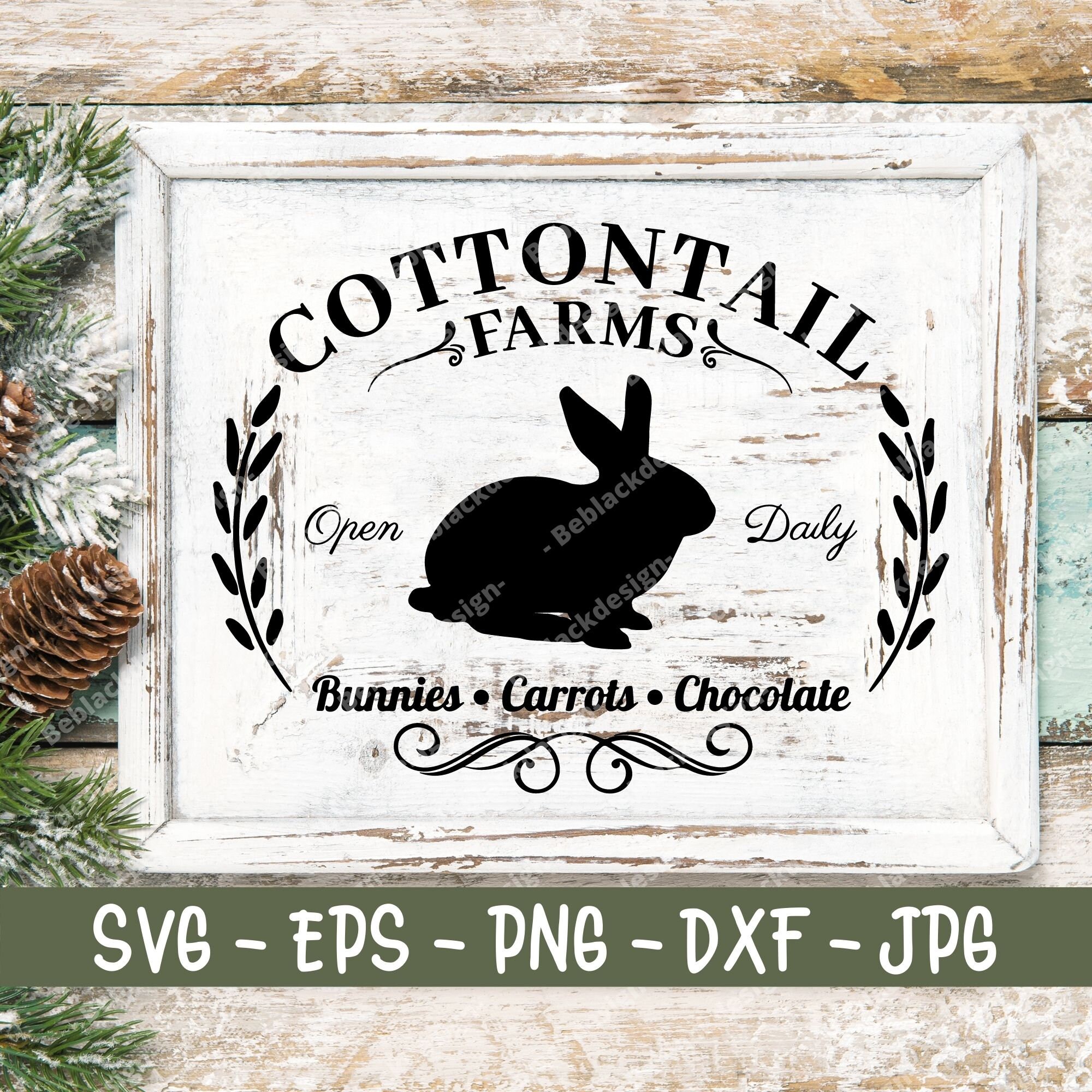 Easter Sign svg Cottontail Farms svg Bunny svg Silhouette | Etsy