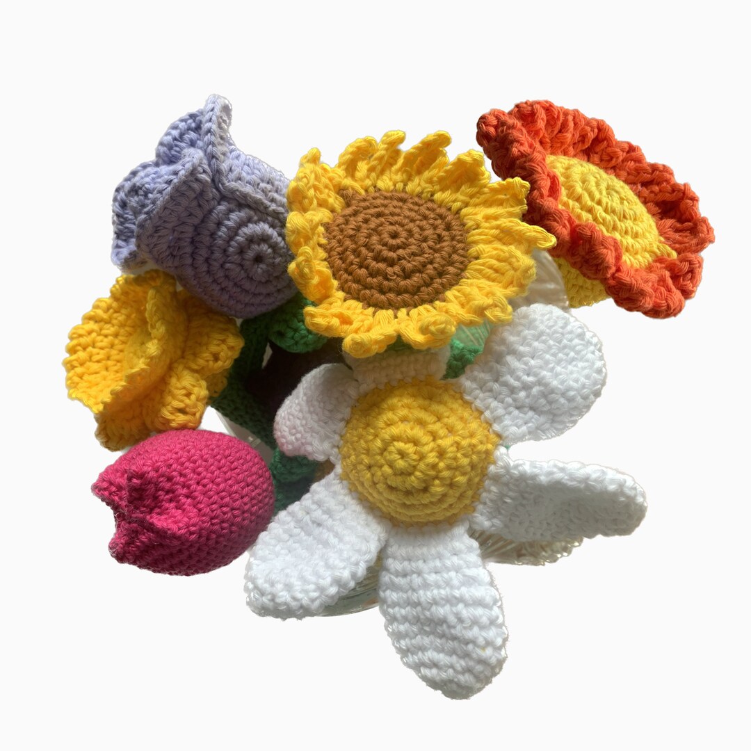 6 Flower Rattles Crochet Pattern Etsy