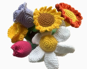 6 Flower Rattles digital Crochet Pattern