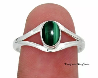 Malachite Ring, Statement Ring, Handmade Ring, Minimalist Ring, Sterling Silver Ring, Natural Malachite, Gemstone Ring, Dainty Ring