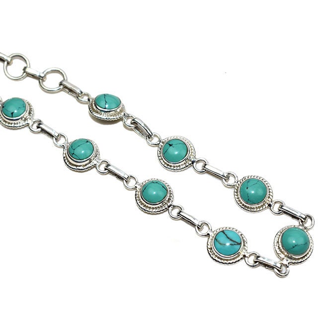 Turquoise Bracelet Gemstone Bracelet Sterling Silver | Etsy