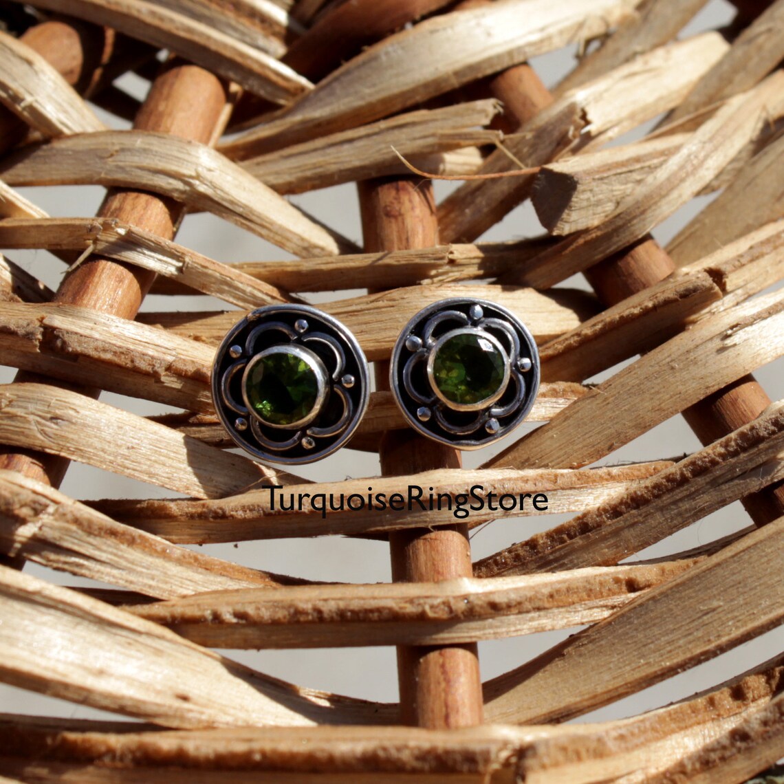 Peridot Stud Earring Gemstone Earring Handmade Earring Etsy