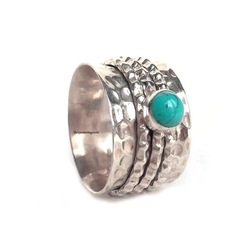 Unisex Ring Worry Ring Boho Ring Natural Turquoise Turquoise Jewelry Thumb Ring Christmas Gift Spinner Ring Turquoise Ring Etsy