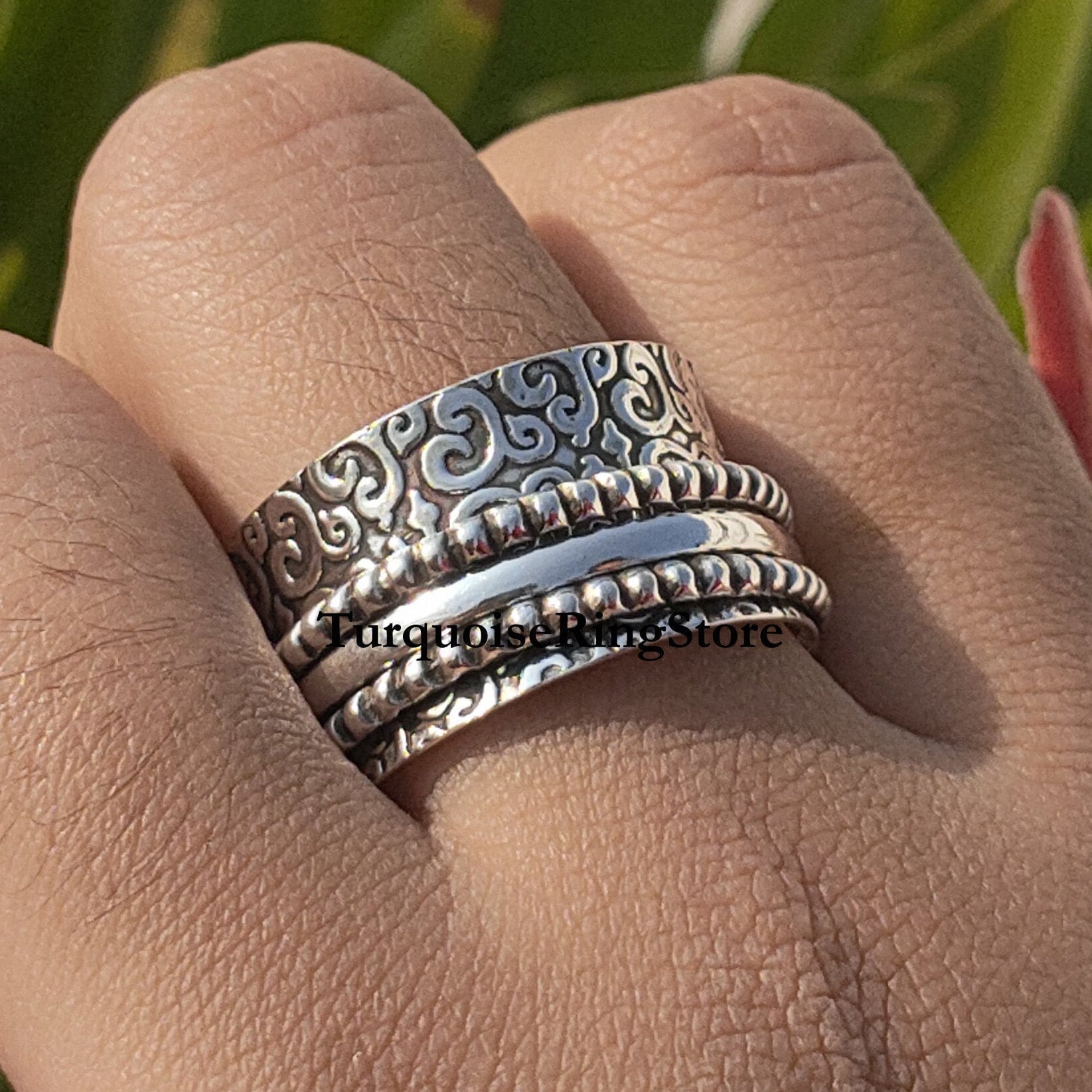 Anxiety Ring Thumb Ring 925 Silver Ring Spinner Ring Women Etsy