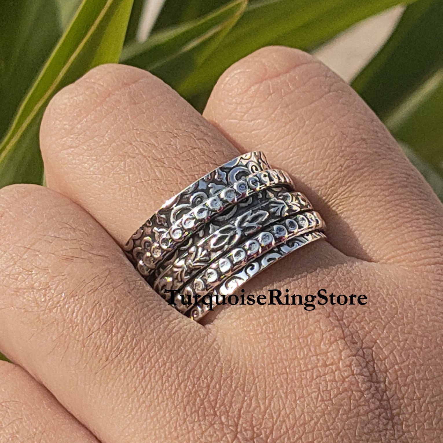 Anxiety Ring Women Ring Fidget Jewelry 925 Silver Ring Etsy