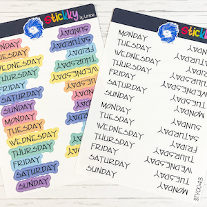 Tage der Woche Script Planner Sticker Sheet