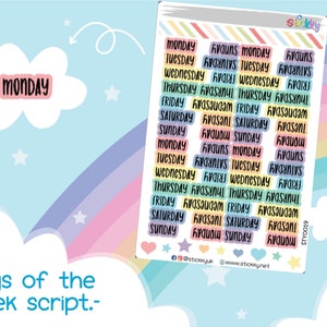 Tage der Woche Script Planner Sticker Sheet