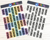 Days of the Week Script Classic Happy Planner Stickers Sheet