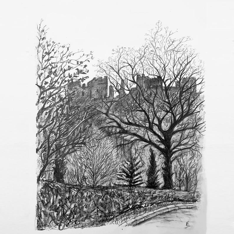 Ludlow Castle - Graphite on Paper - Etsy